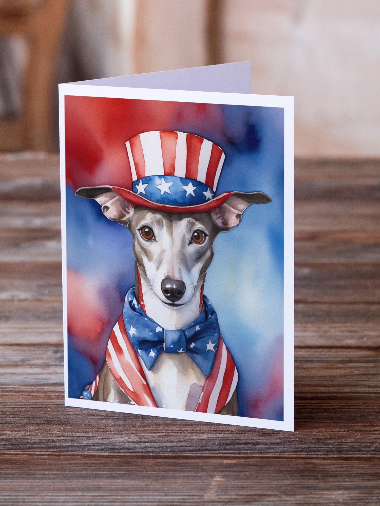 Whippet Patriotic American Greeting Cards Pack of 8