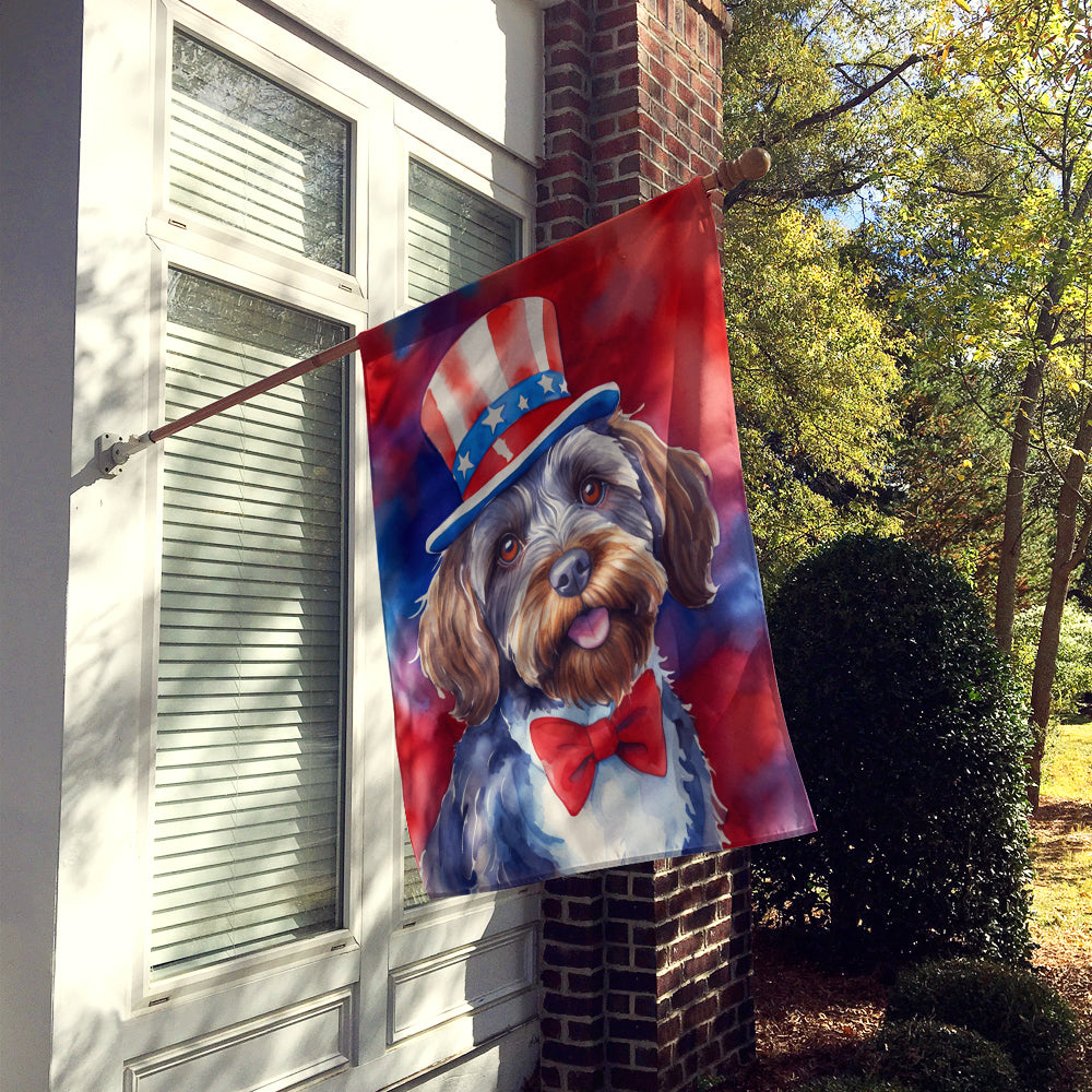 Wirehaired Pointing Griffon Patriotic American House Flag