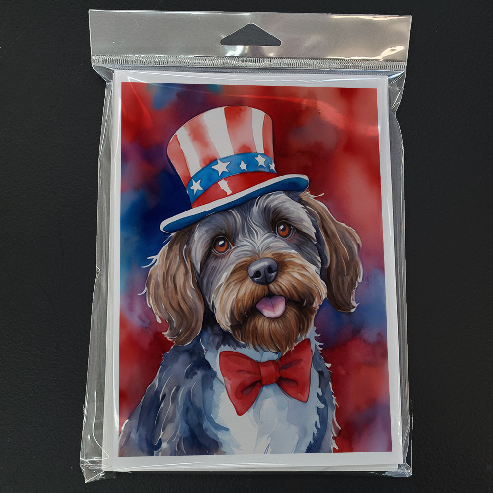 Wirehaired Pointing Griffon Patriotic American Greeting Cards Pack of 8