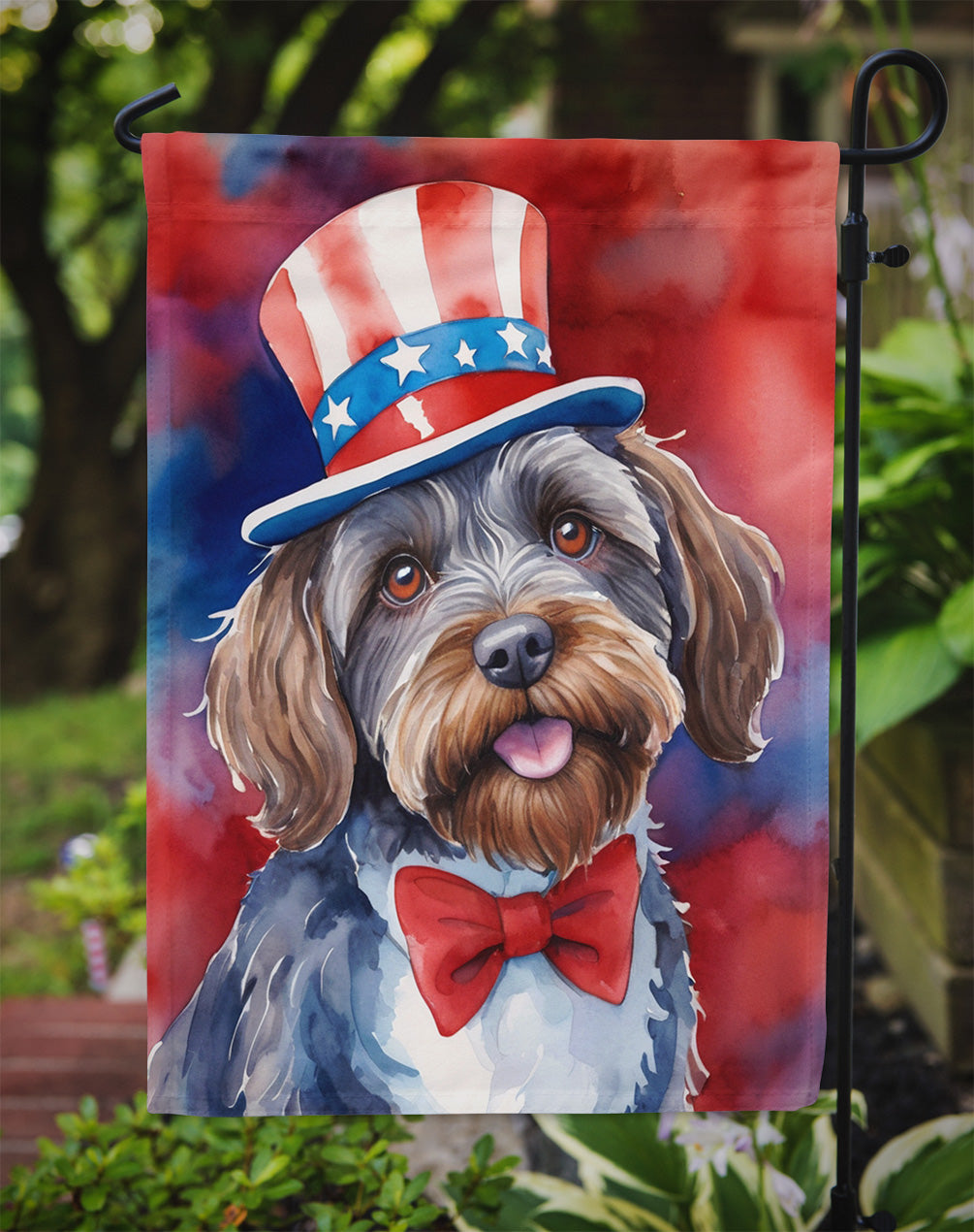 Wirehaired Pointing Griffon Patriotic American Garden Flag