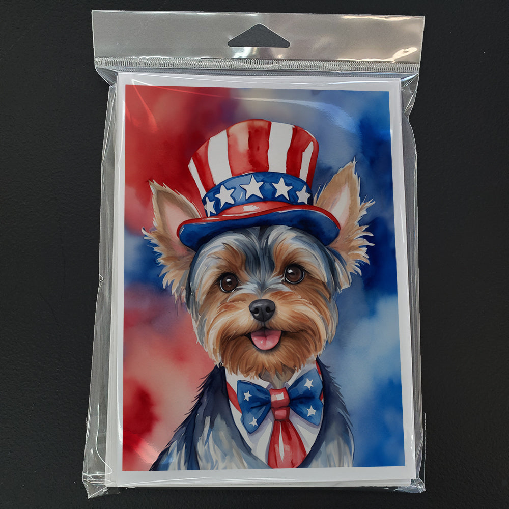 Yorkshire Terrier Patriotic American Greeting Cards Pack of 8