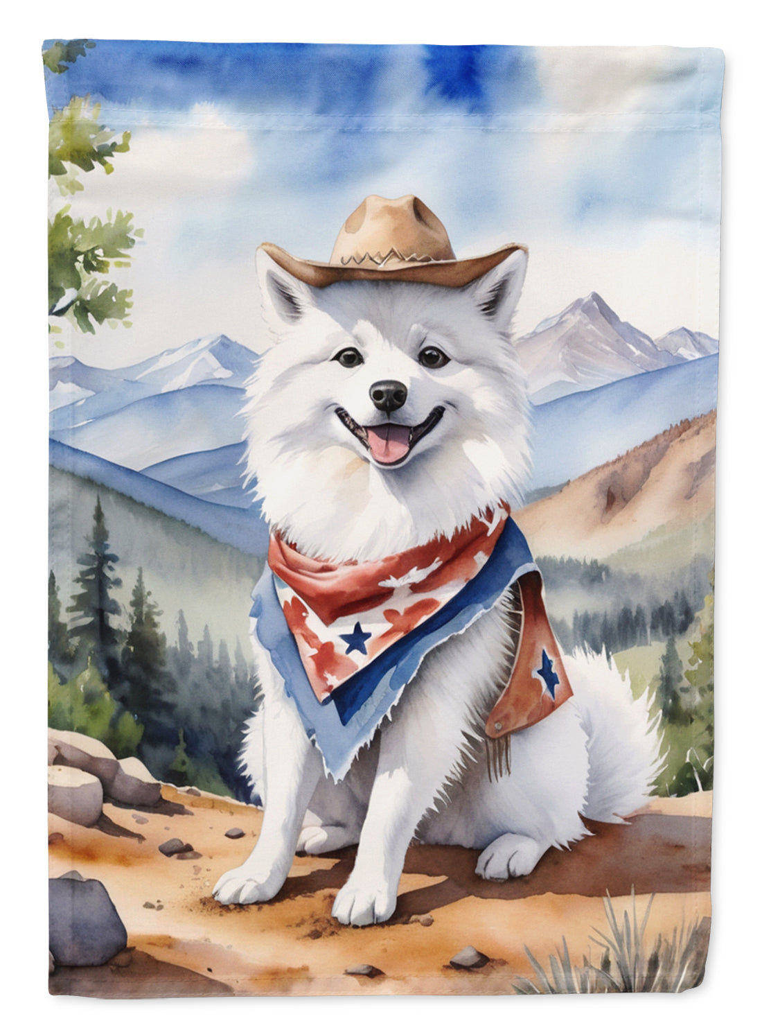 Buy this American Eskimo Cowboy Welcome Garden Flag
