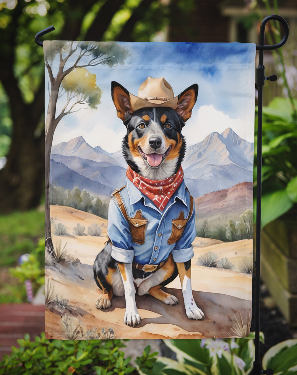 Australian Cattle Dog Cowboy Welcome Garden Flag