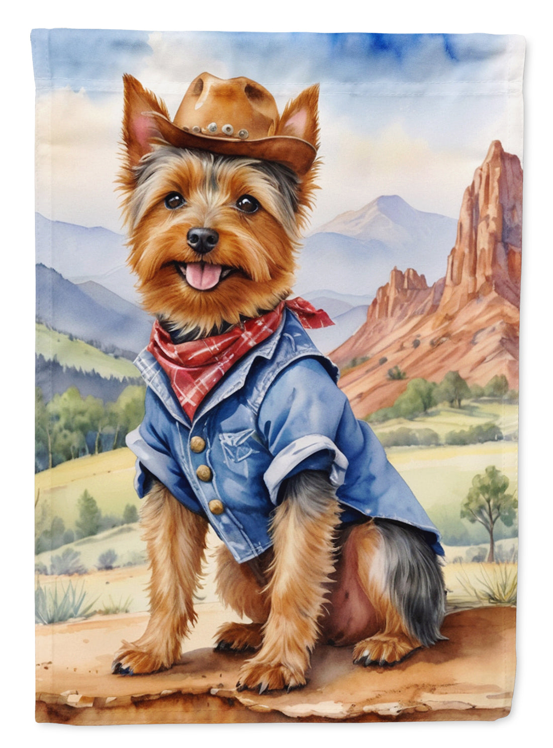 Buy this Australian Terrier Cowboy Welcome Garden Flag