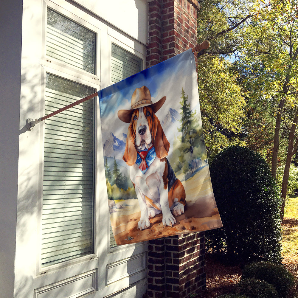 Basset Hound Cowboy Welcome House Flag