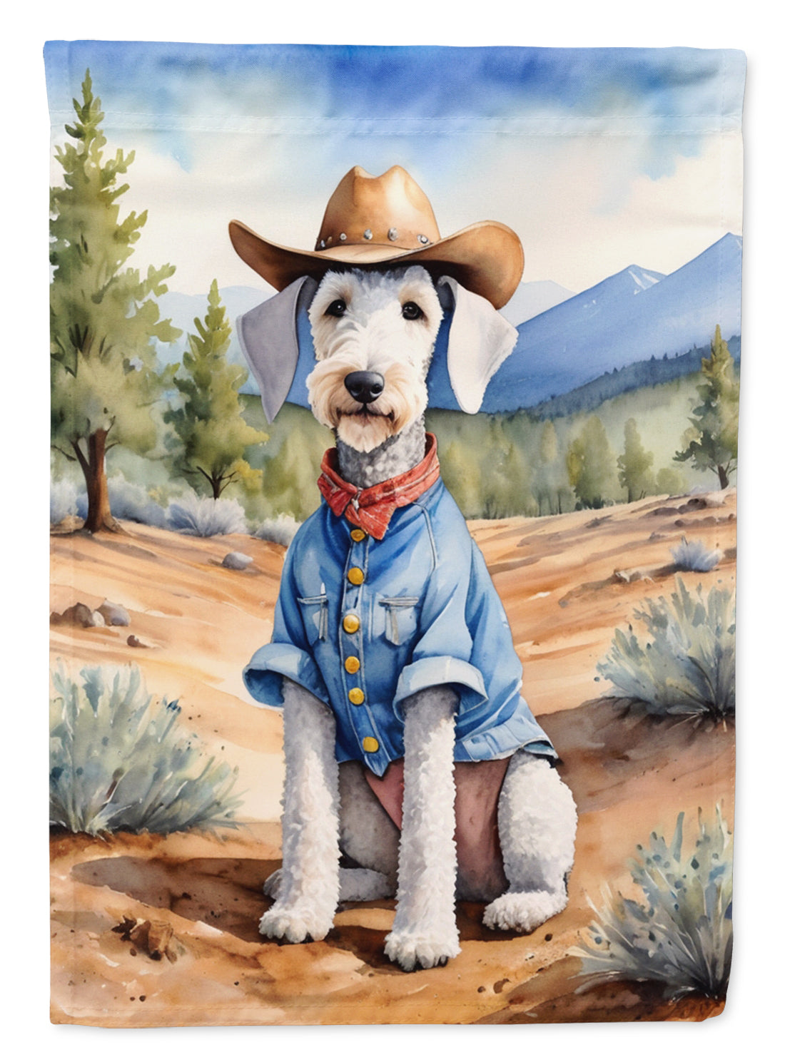 Buy this Bedlington Terrier Cowboy Welcome Garden Flag