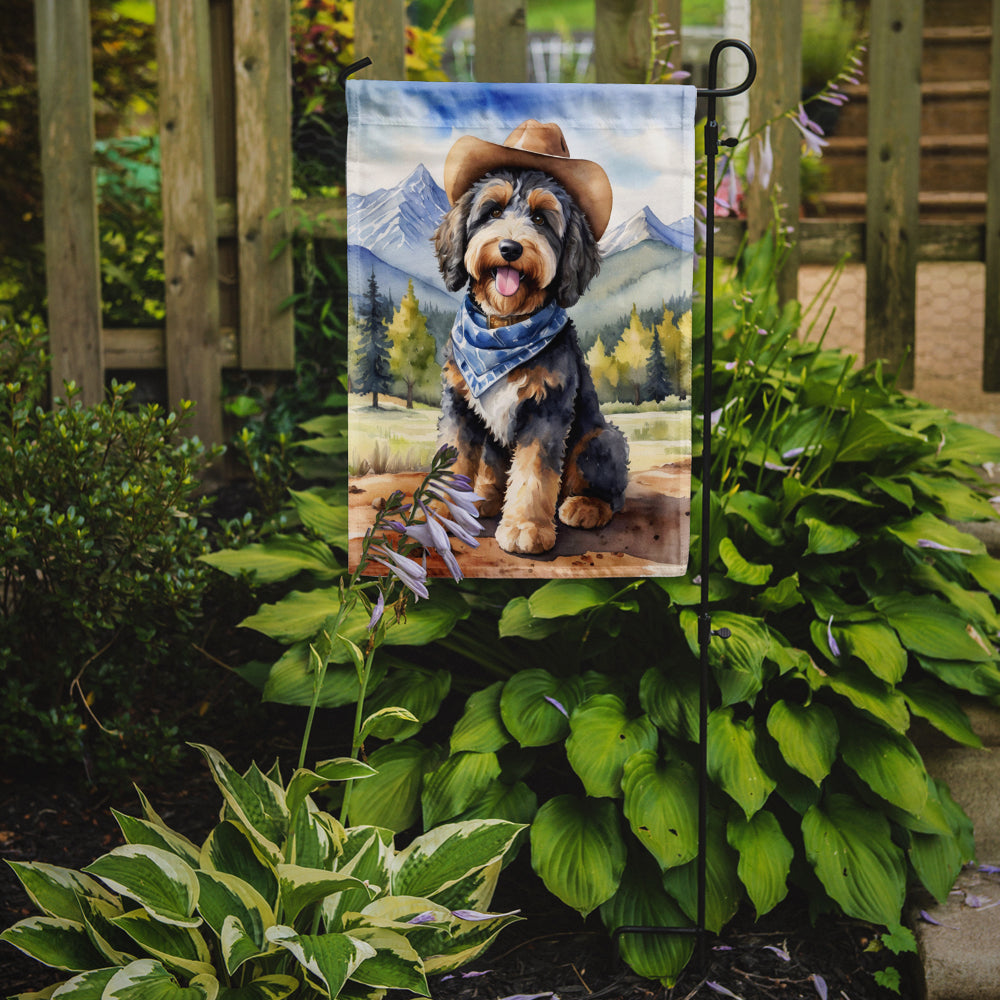 Buy this Bernedoodle Cowboy Welcome Garden Flag