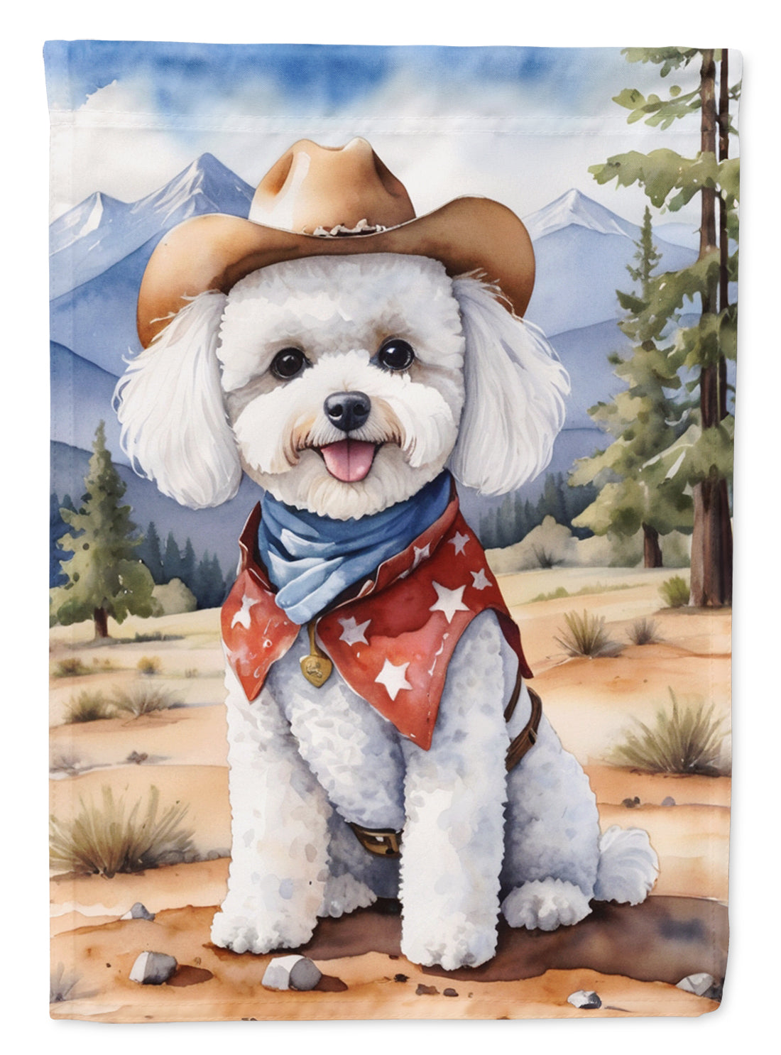 Buy this Bichon Frise Cowboy Welcome House Flag