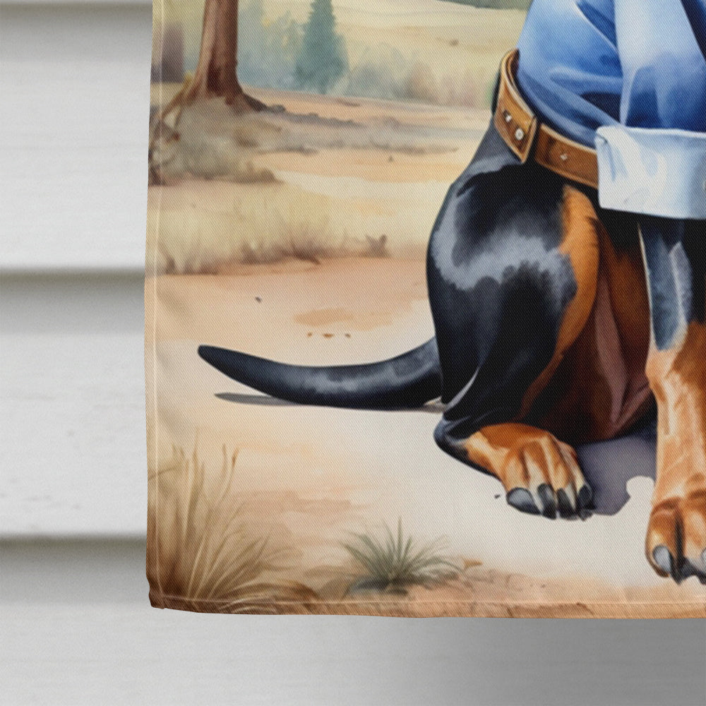 Black and Tan Coonhound Cowboy Welcome House Flag