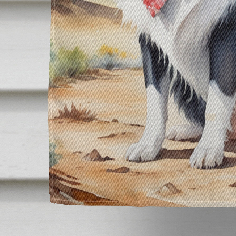 Border Collie Cowboy Welcome House Flag