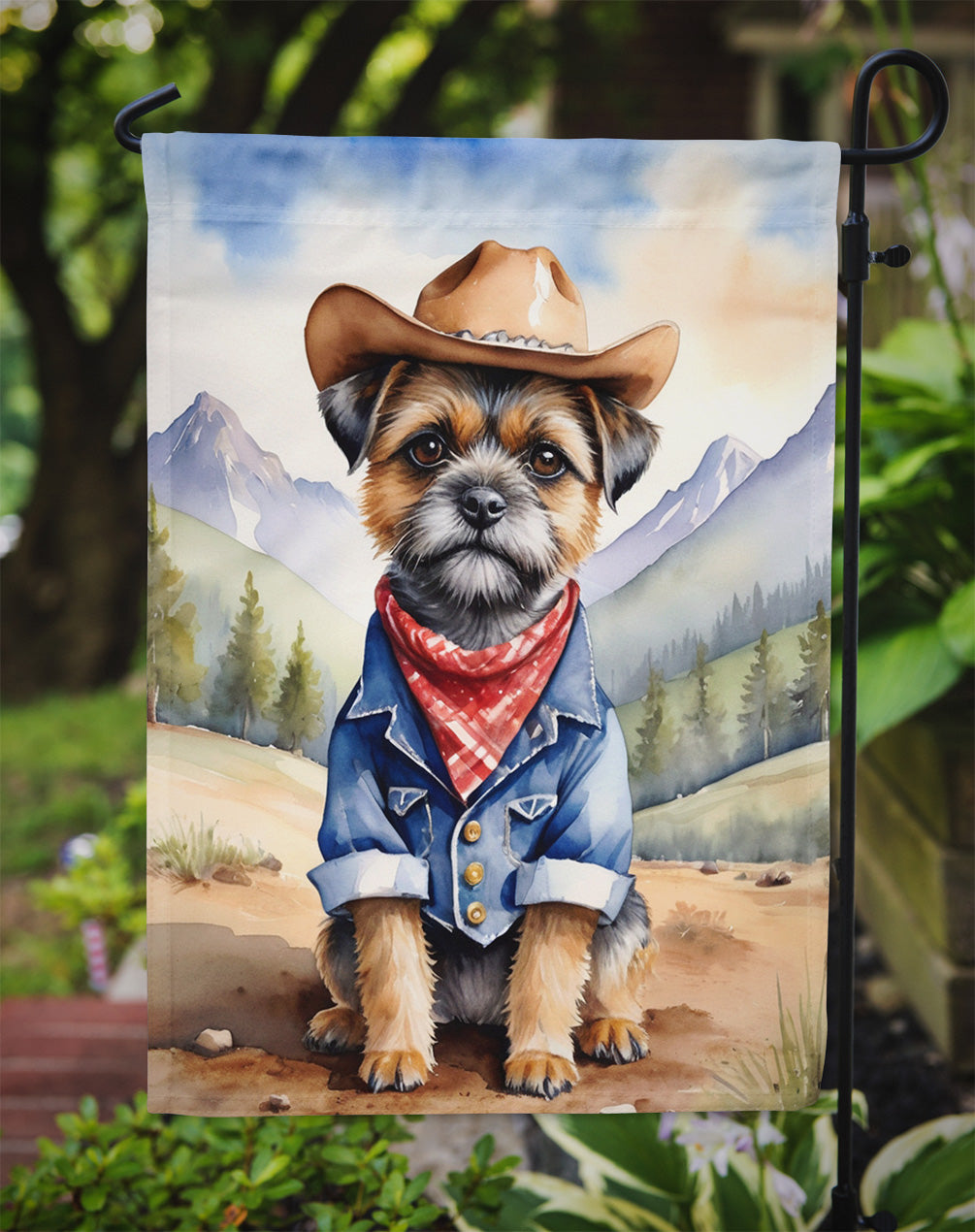 Border Terrier Cowboy Welcome Garden Flag