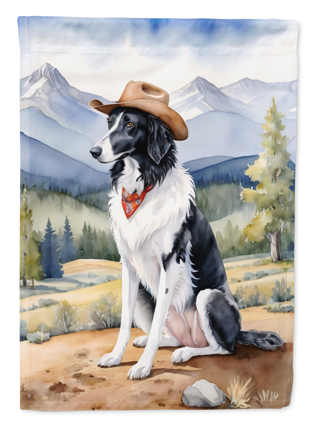 Buy this Borzoi Cowboy Welcome House Flag