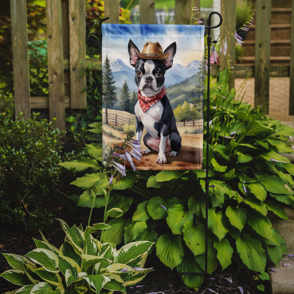 Buy this Boston Terrier Cowboy Welcome Garden Flag