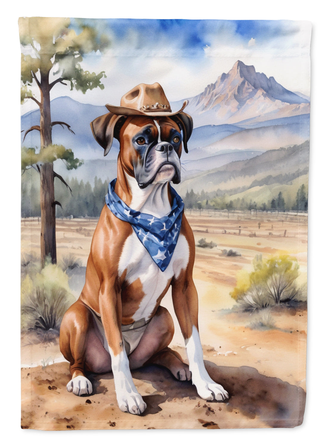 Buy this Boxer Cowboy Welcome House Flag