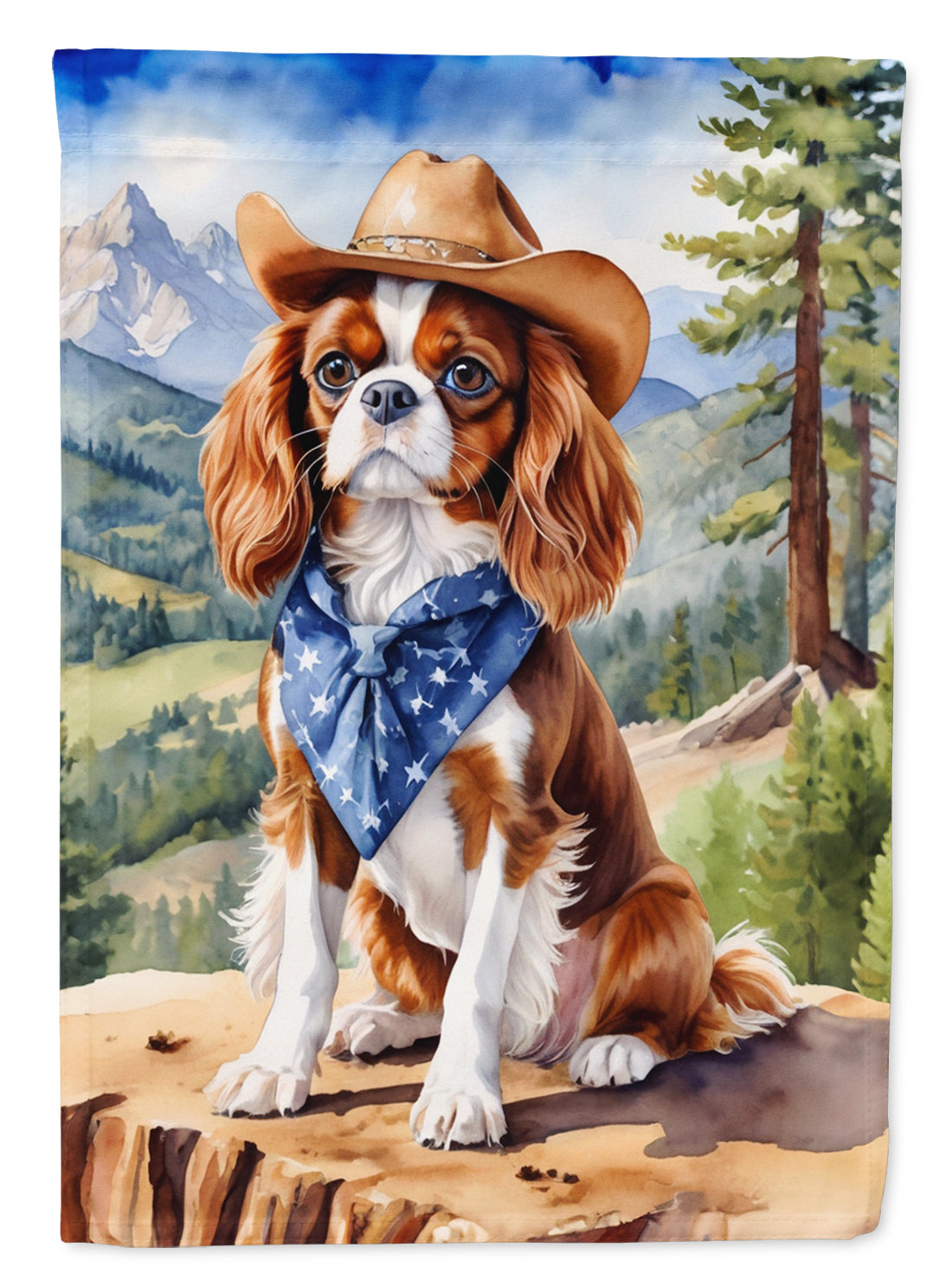 Buy this Cavalier Spaniel Cowboy Welcome House Flag