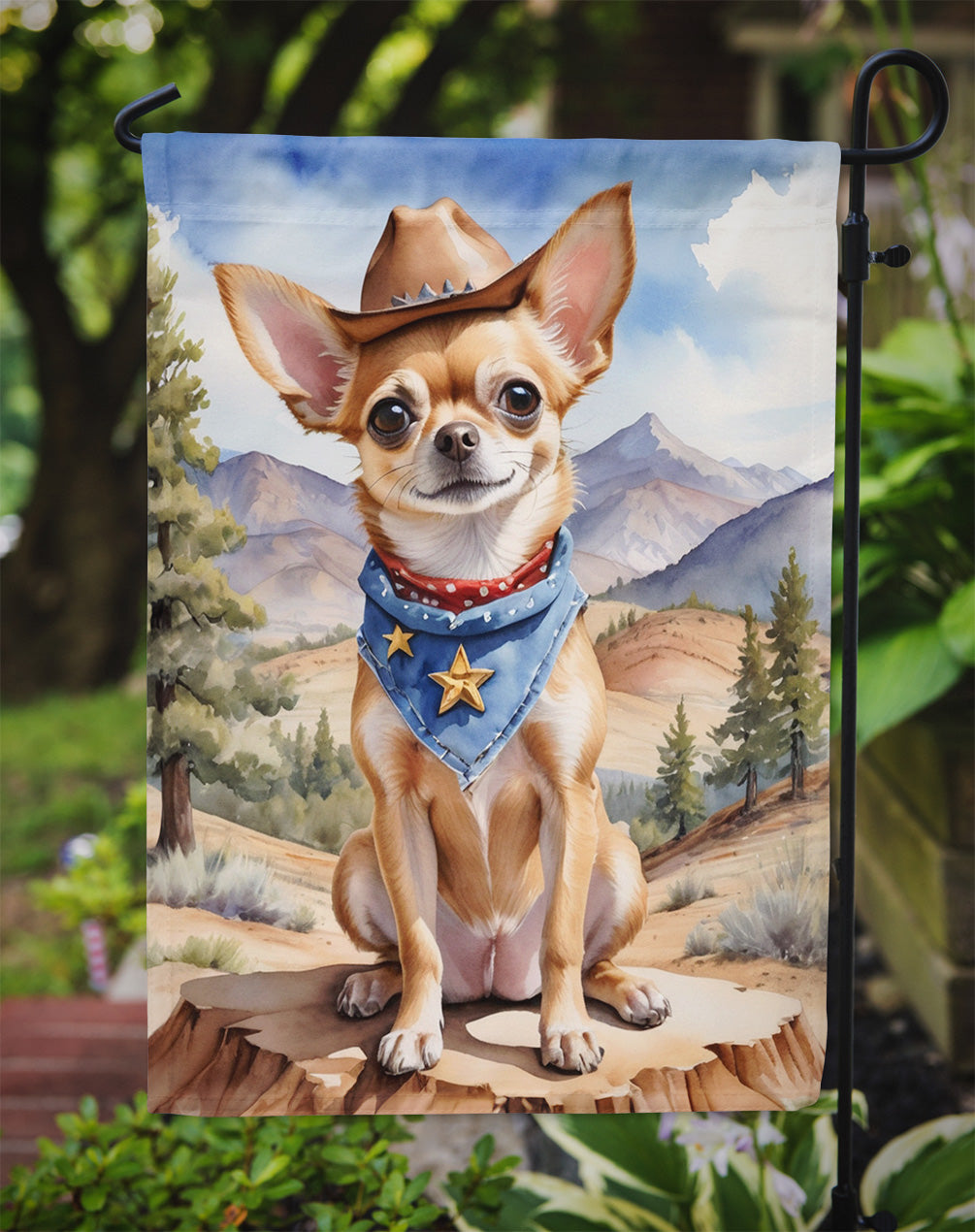 Chihuahua Cowboy Welcome Garden Flag