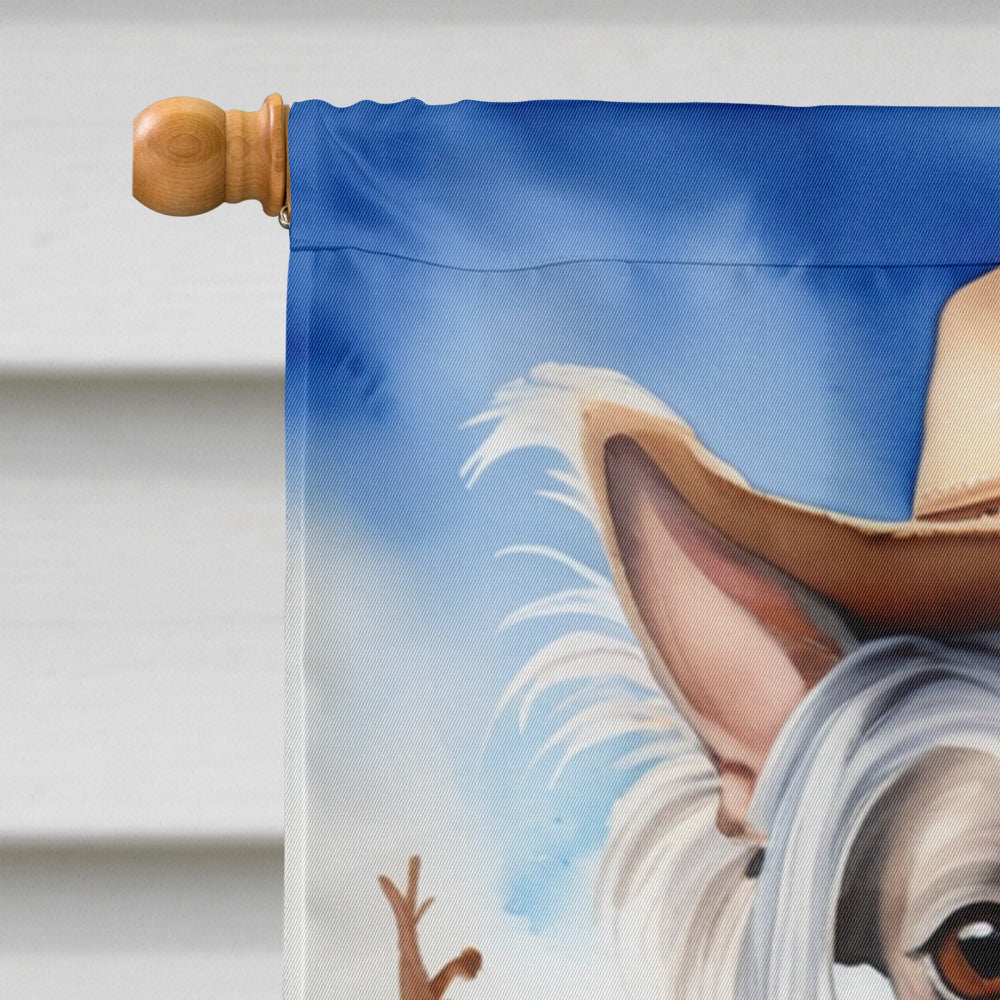 Chinese Crested Cowboy Welcome House Flag