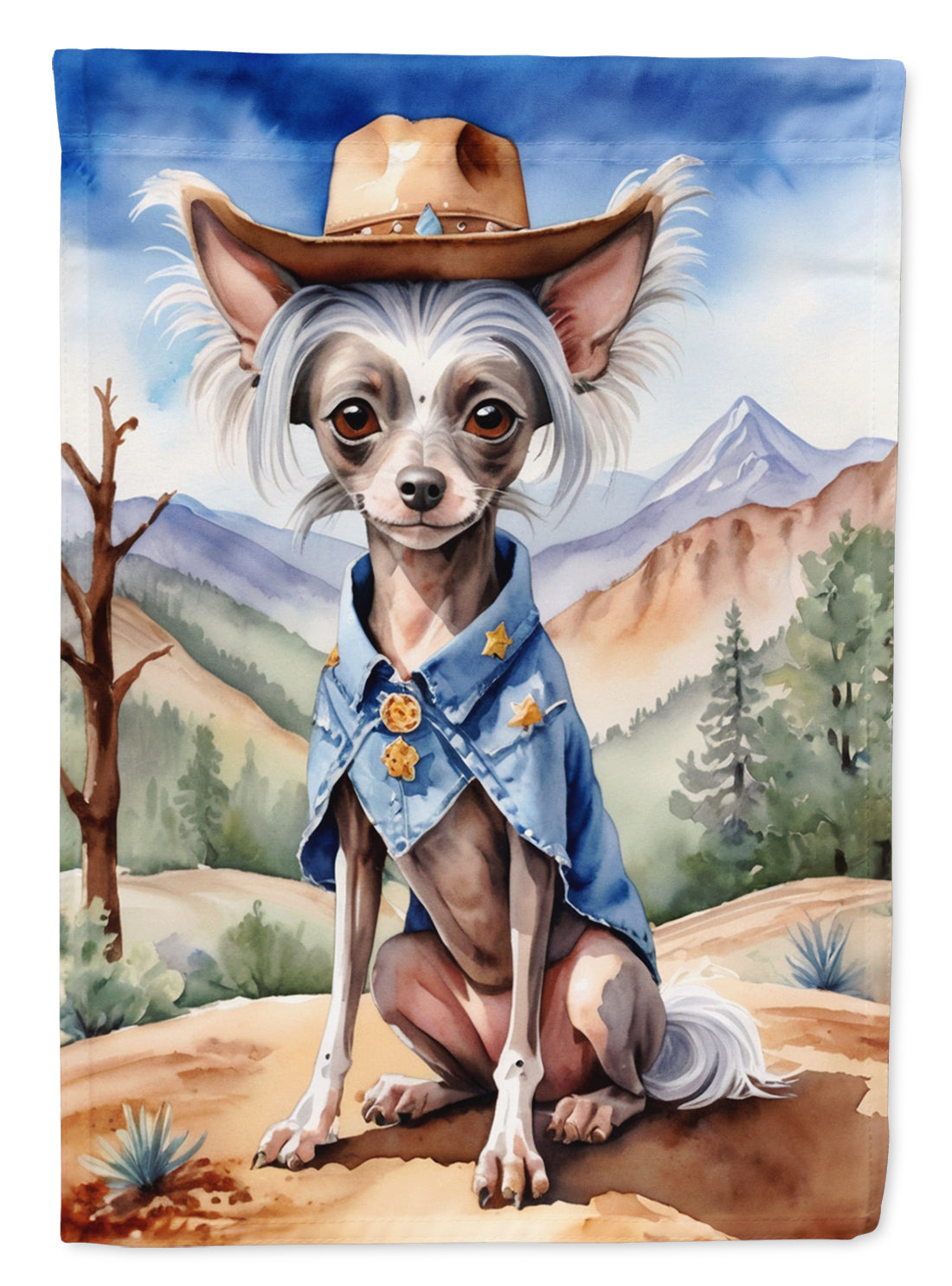 Buy this Chinese Crested Cowboy Welcome House Flag