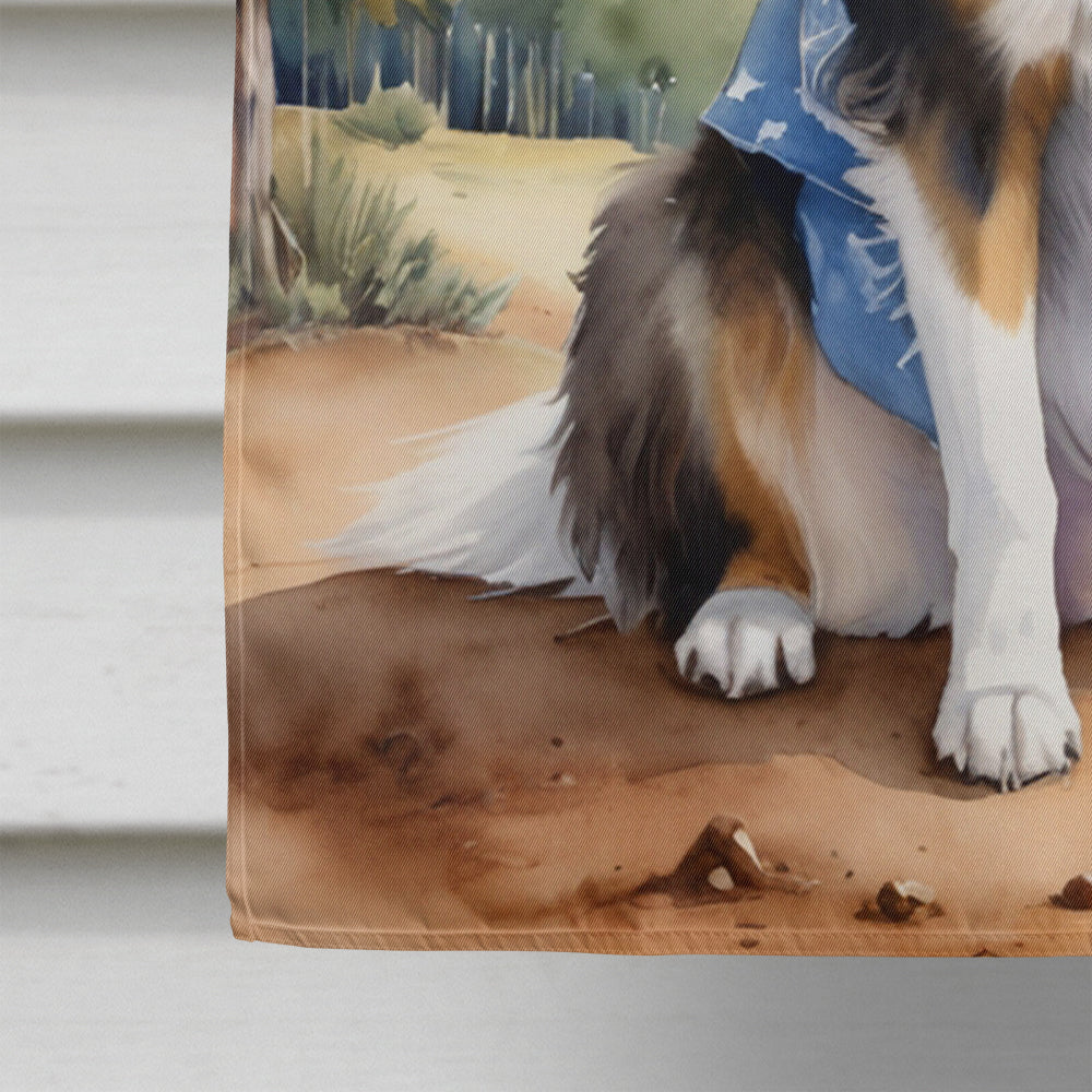Collie Cowboy Welcome House Flag