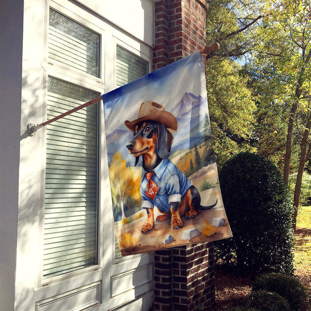 Dachshund Cowboy Welcome House Flag