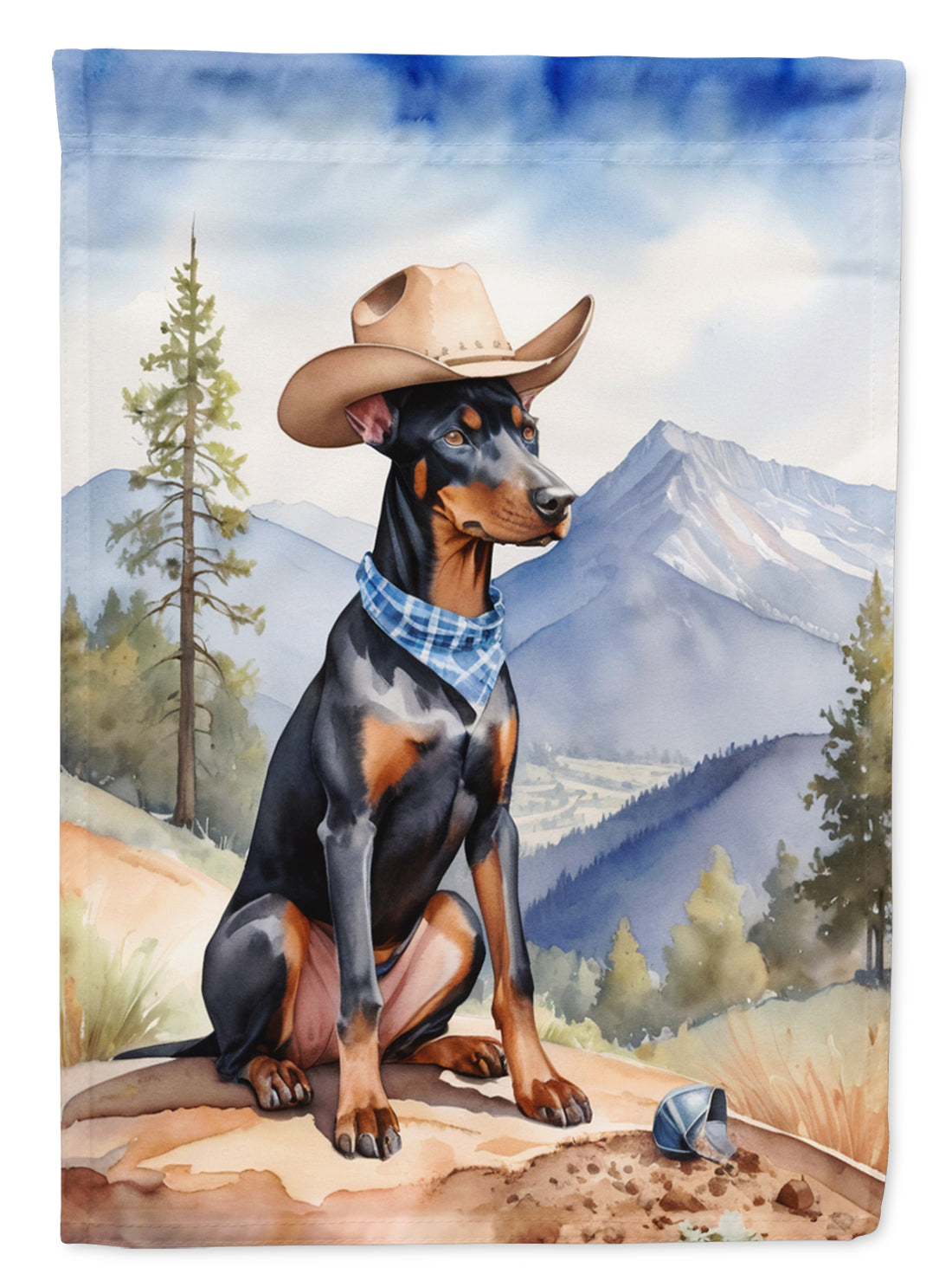 Buy this Doberman Pinscher Cowboy Welcome House Flag