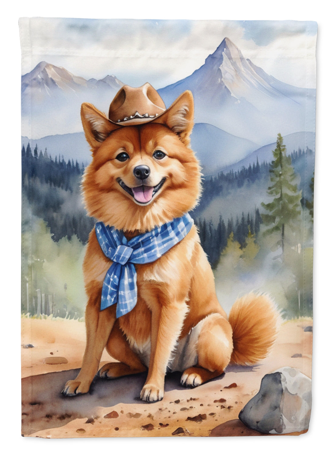 Buy this Finnish Spitz Cowboy Welcome House Flag