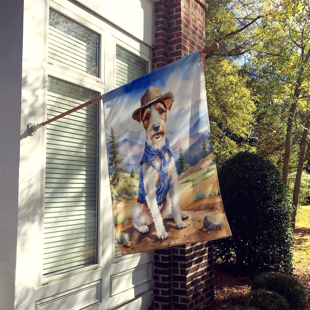 Fox Terrier Cowboy Welcome House Flag