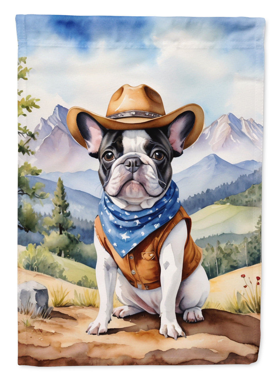 Buy this French Bulldog Cowboy Welcome House Flag
