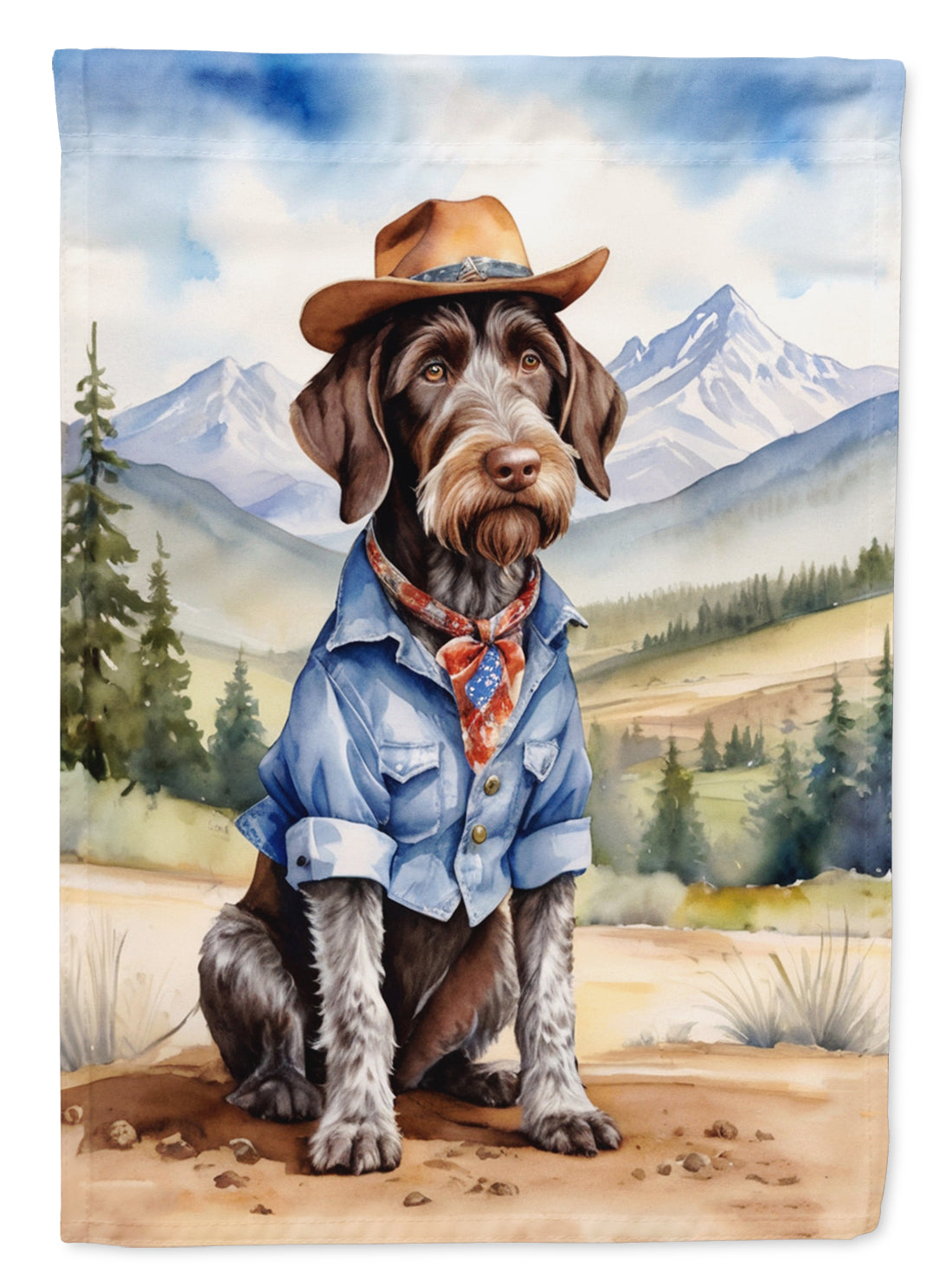 Buy this German Wirehaired Pointer Cowboy Welcome House Flag