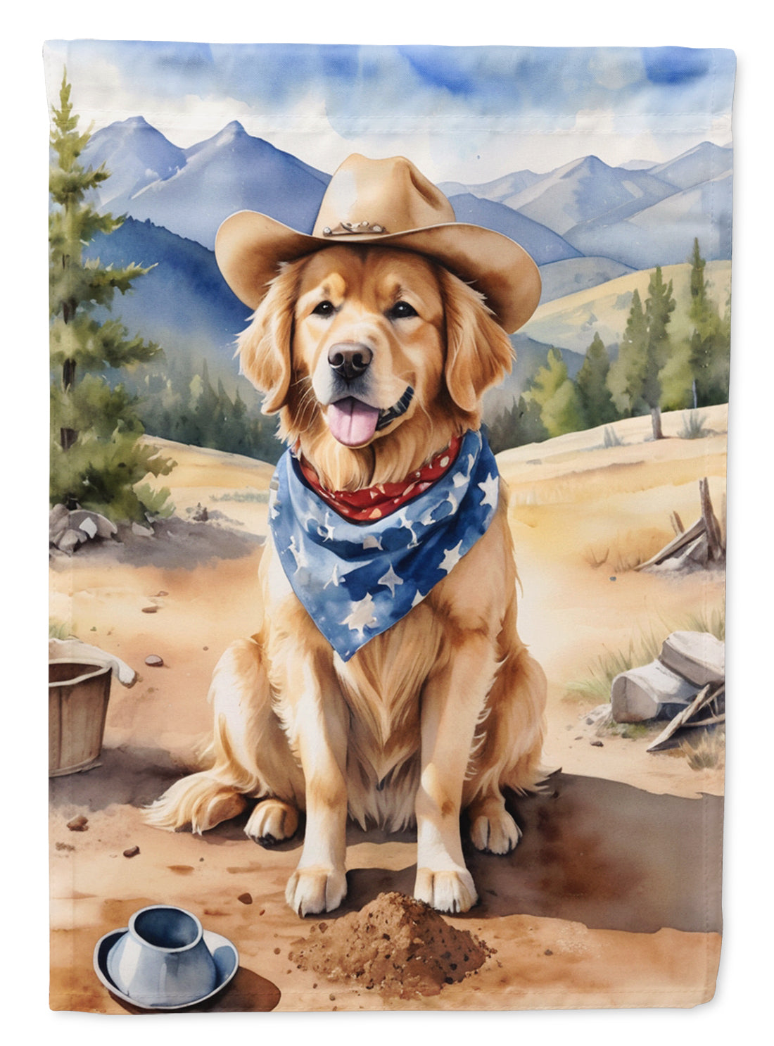 Buy this Golden Retriever Cowboy Welcome Garden Flag