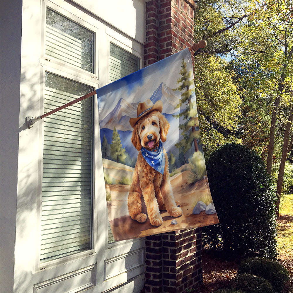 Goldendoodle Cowboy Welcome House Flag