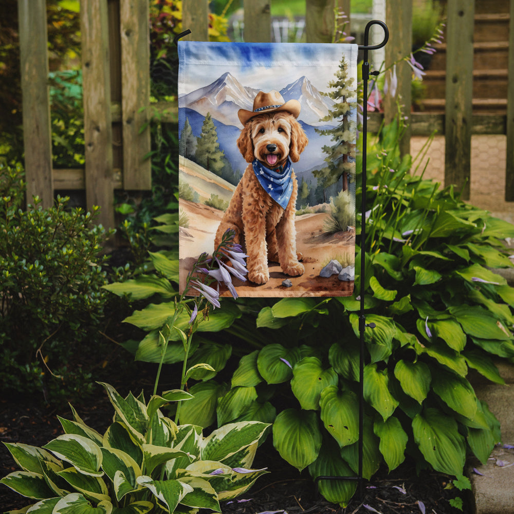 Buy this Goldendoodle Cowboy Welcome Garden Flag