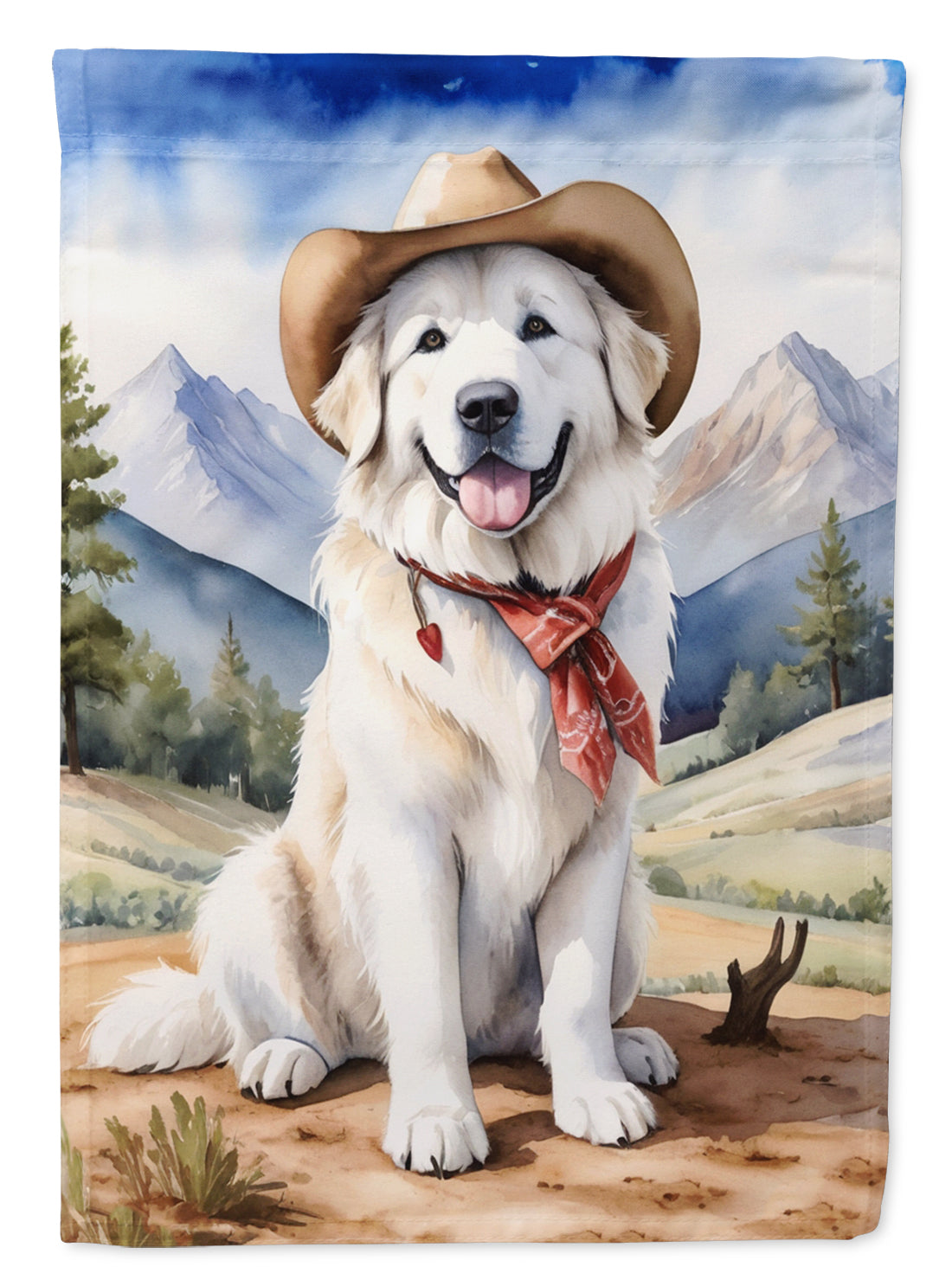 Buy this Great Pyrenees Cowboy Welcome House Flag
