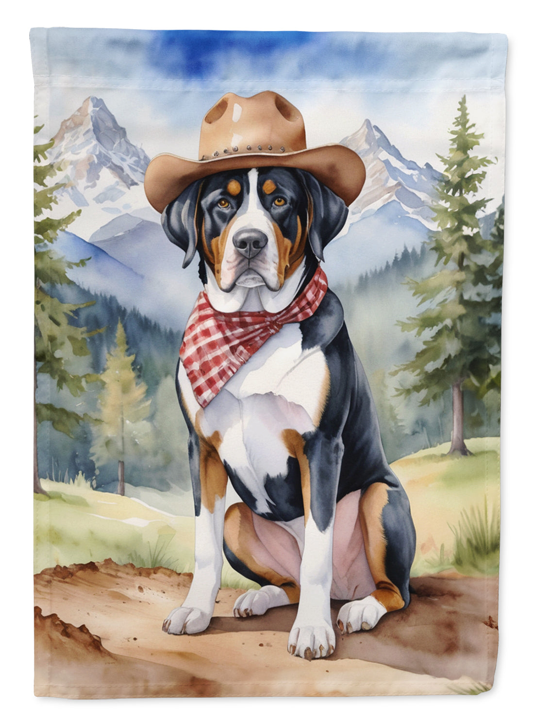 Buy this Greater Swiss Mountain Dog Cowboy Welcome House Flag