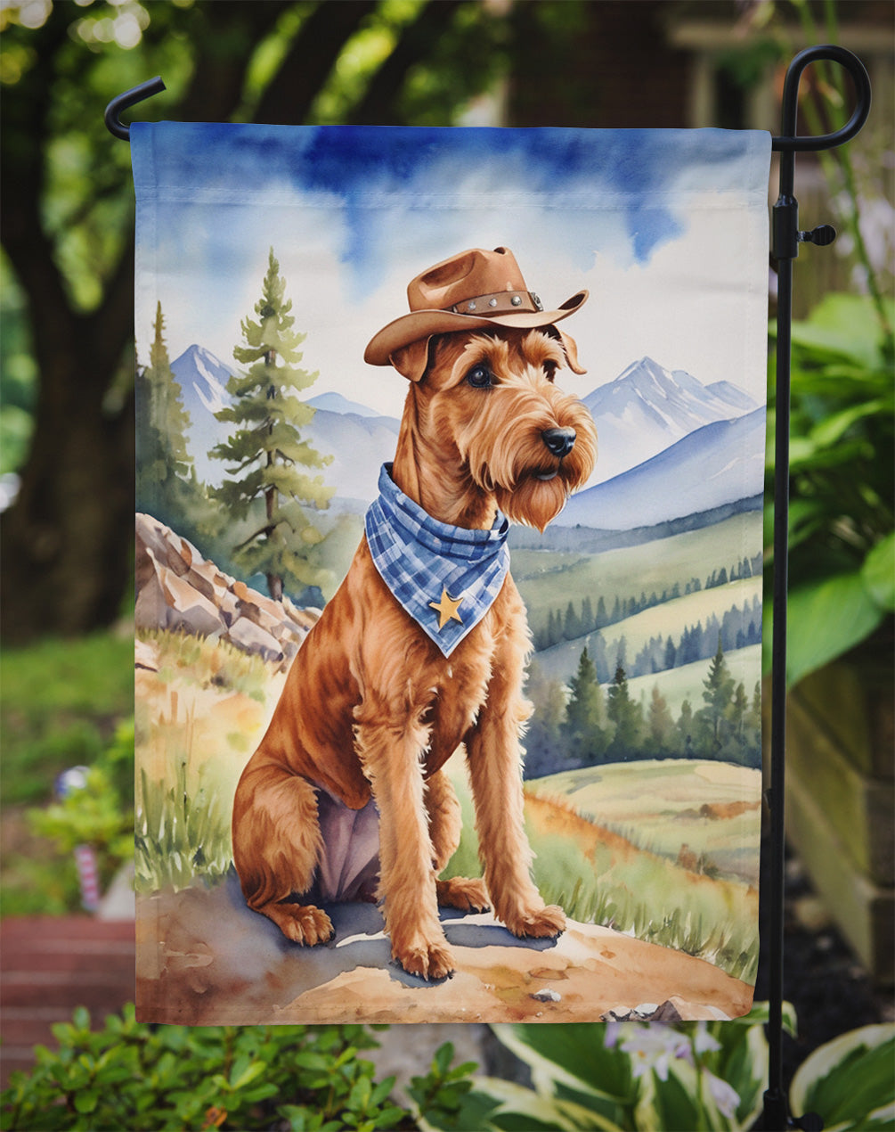 Irish Terrier Cowboy Welcome Garden Flag