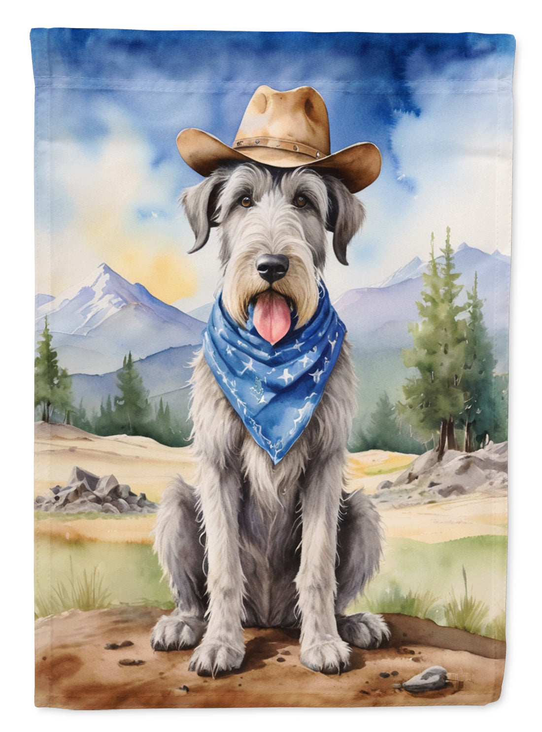 Buy this Irish Wolfhound Cowboy Welcome House Flag