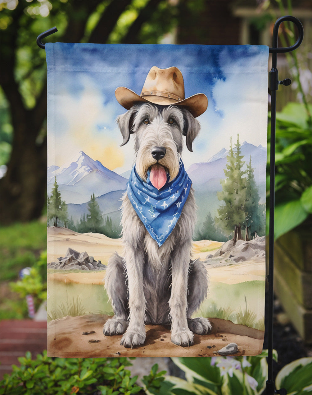 Irish Wolfhound Cowboy Welcome Garden Flag