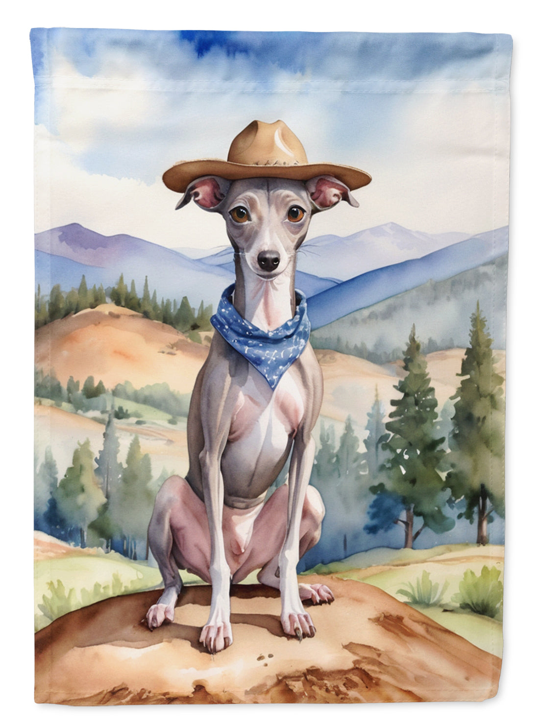 Buy this Italian Greyhound Cowboy Welcome House Flag