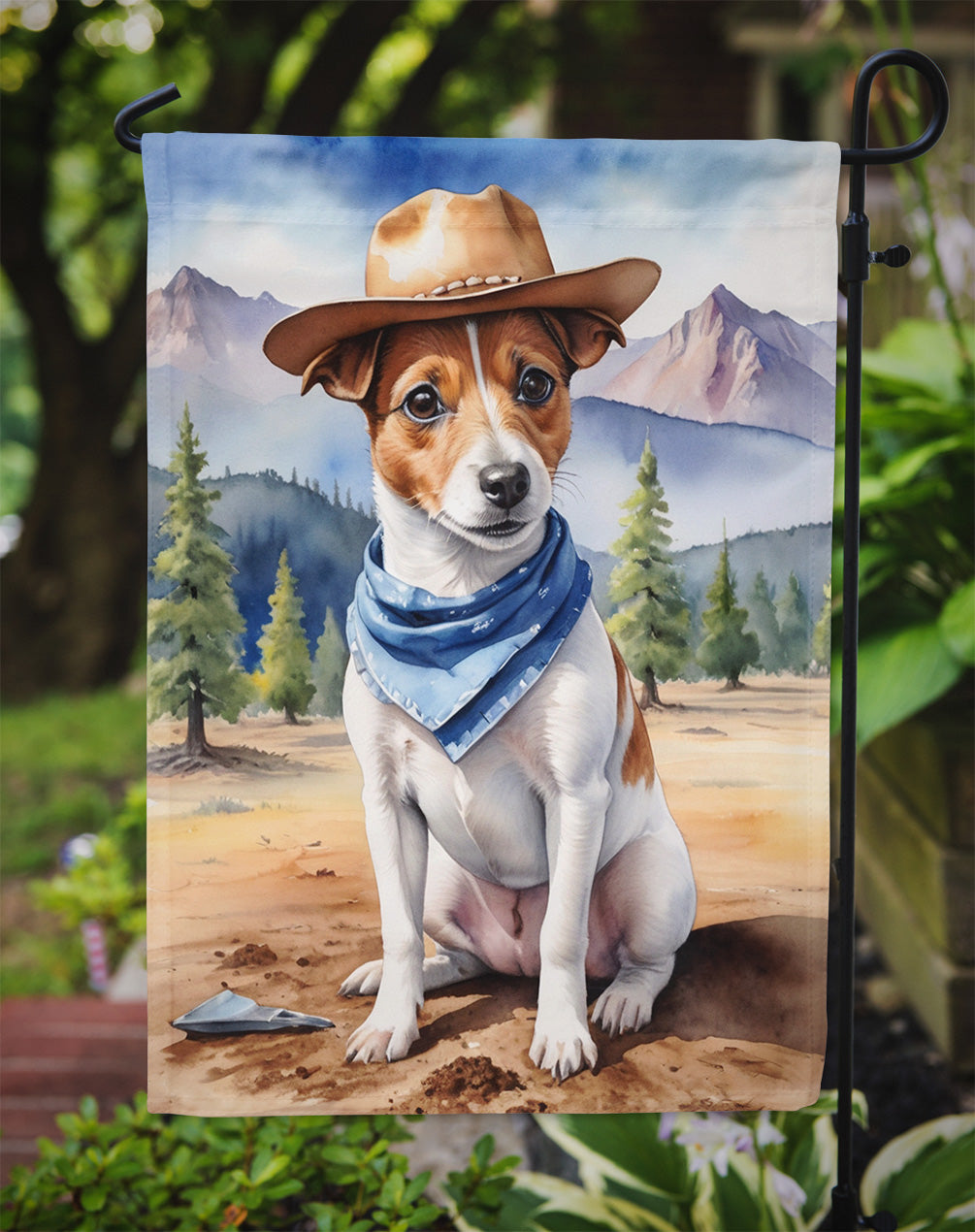 Jack Russell Terrier Cowboy Welcome Garden Flag