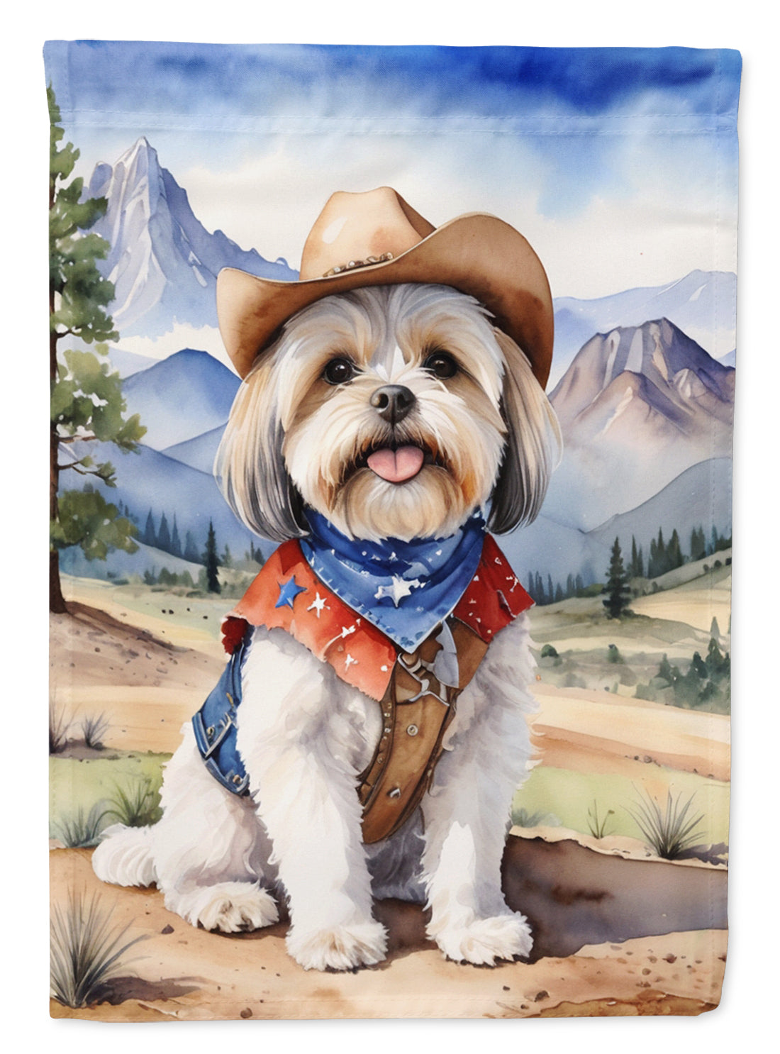 Buy this Lhasa Apso Cowboy Welcome House Flag