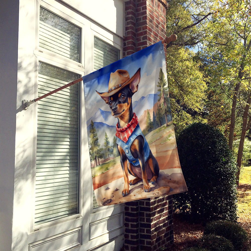 Miniature Pinscher Cowboy Welcome House Flag