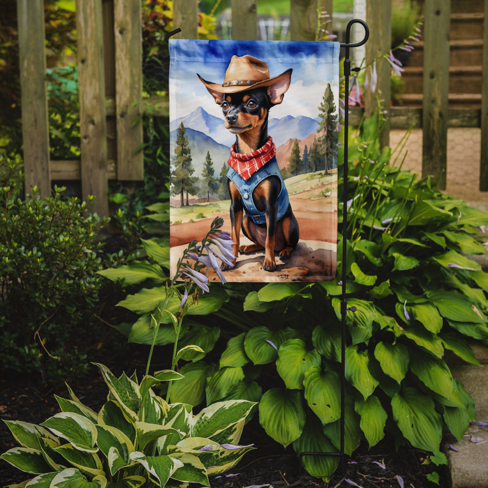 Miniature Pinscher Cowboy Welcome Garden Flag