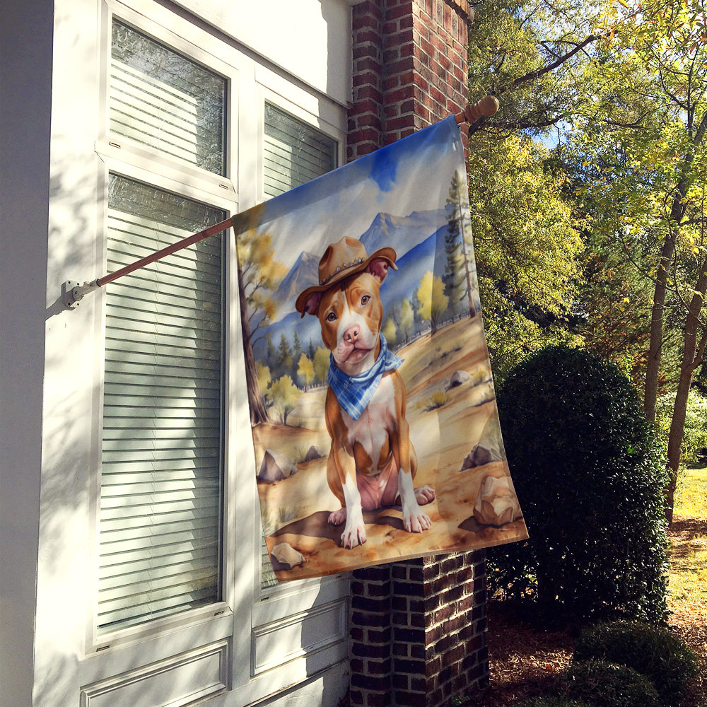 Pit Bull Terrier Cowboy Welcome House Flag