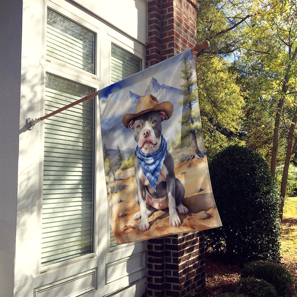 Pit Bull Terrier Cowboy Welcome House Flag