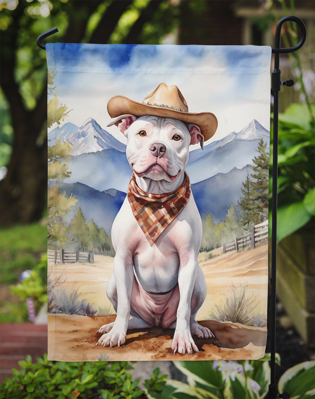 Pit Bull Terrier Cowboy Welcome Garden Flag