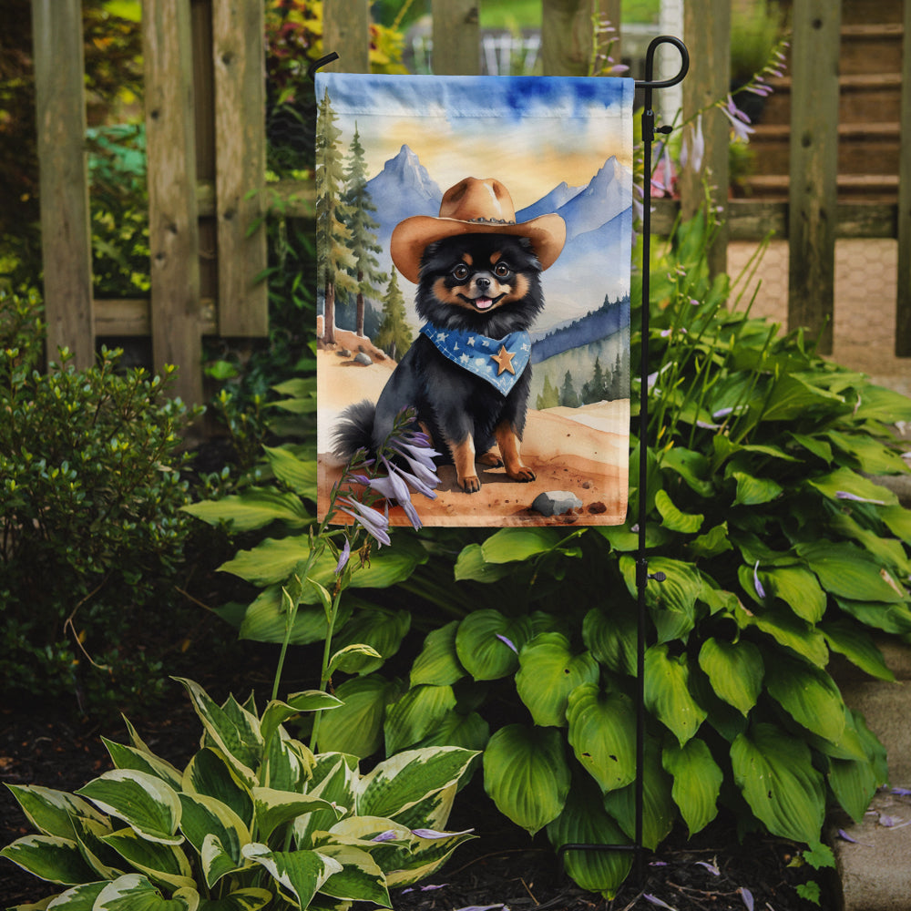 Pomeranian Cowboy Welcome Garden Flag