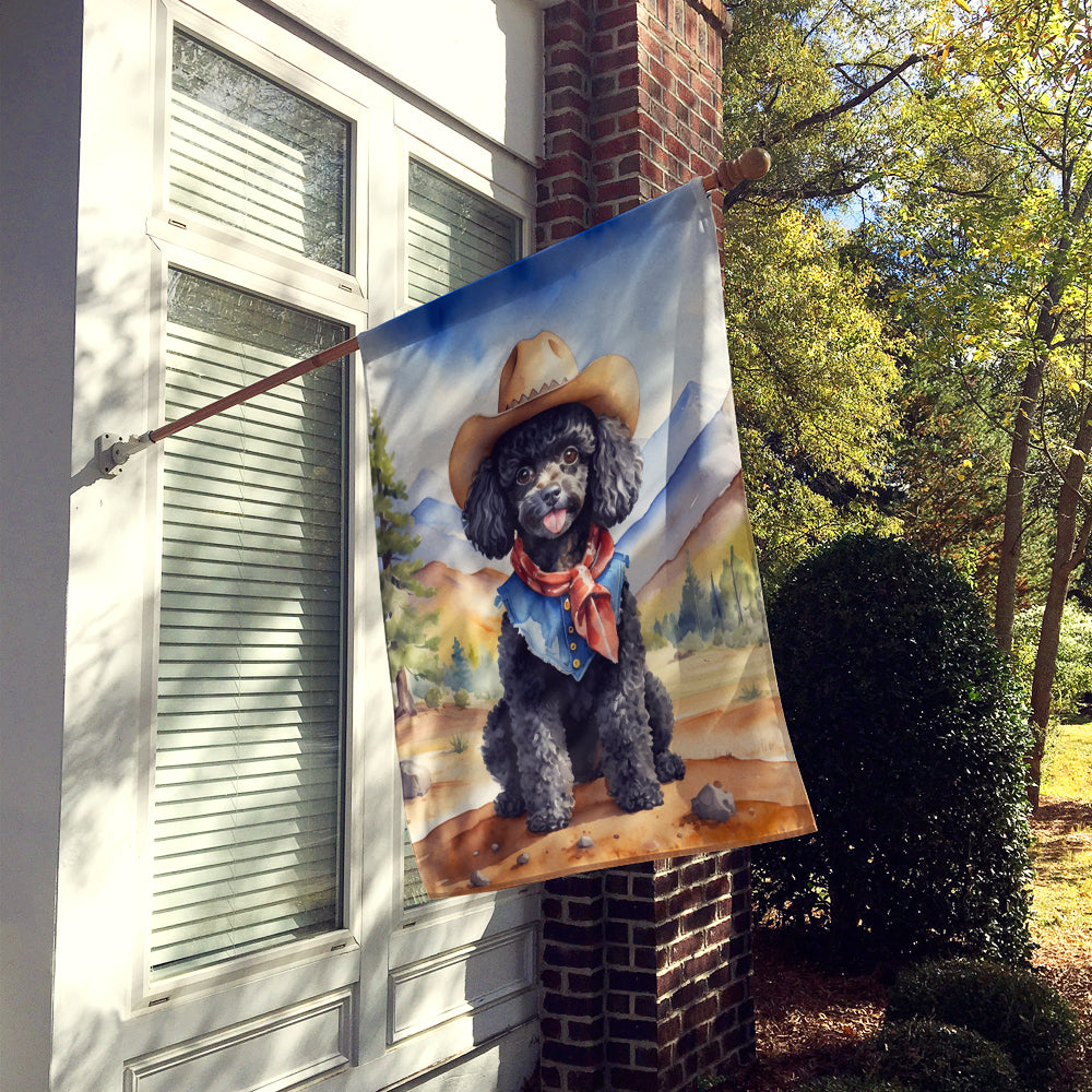 Black Poodle Cowboy Welcome House Flag