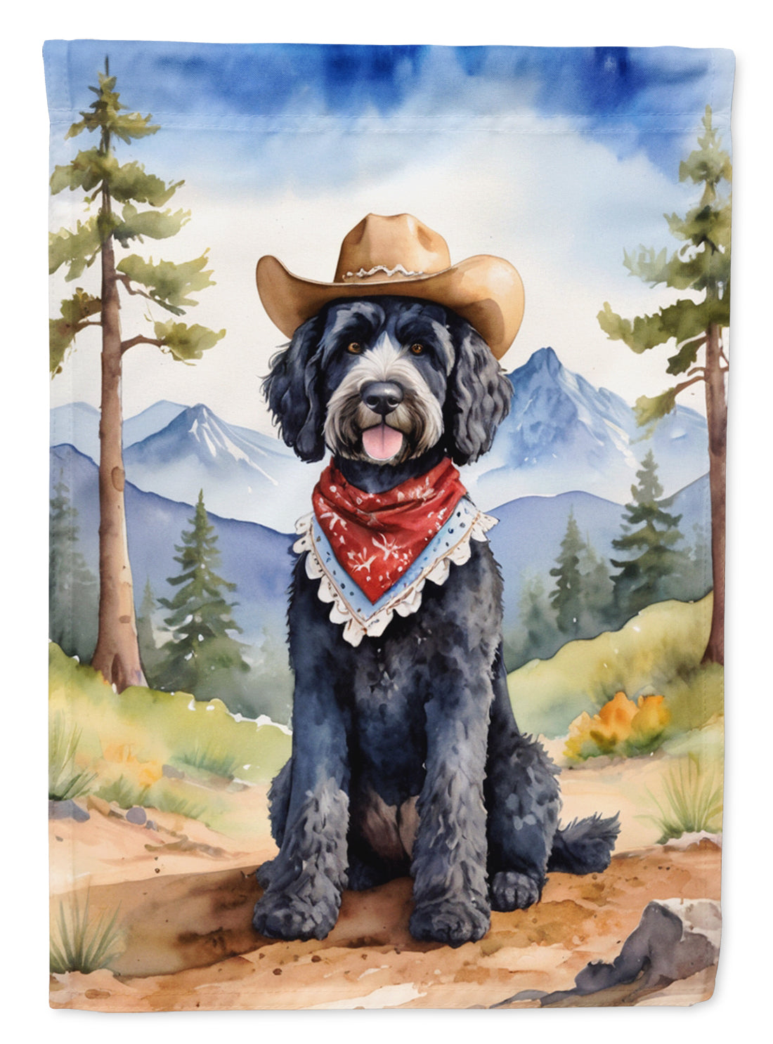 Buy this Portuguese Water Dog Cowboy Welcome House Flag