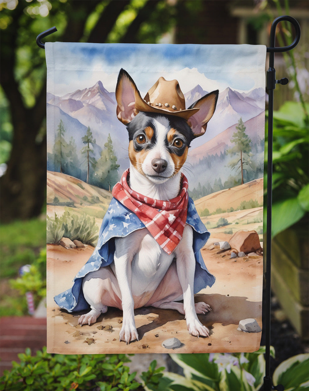 Rat Terrier Cowboy Welcome Garden Flag