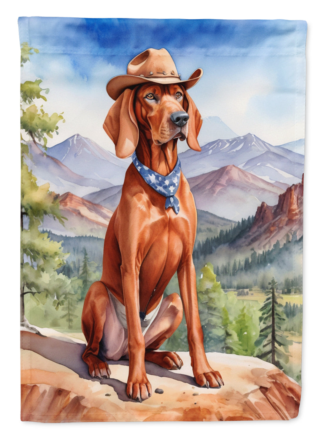 Buy this Redbone Coonhound Cowboy Welcome Garden Flag